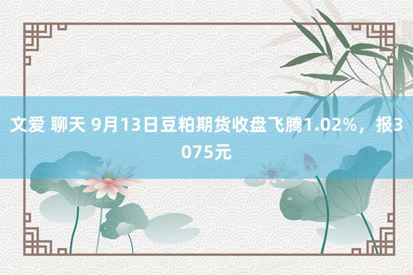 文爱 聊天 9月13日豆粕期货收盘飞腾1.02%，报3075元