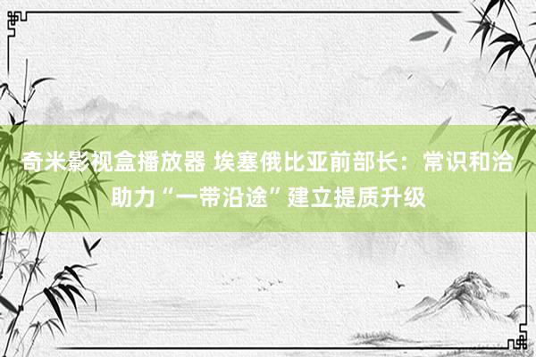 奇米影视盒播放器 埃塞俄比亚前部长：常识和洽助力“一带沿途”建立提质升级