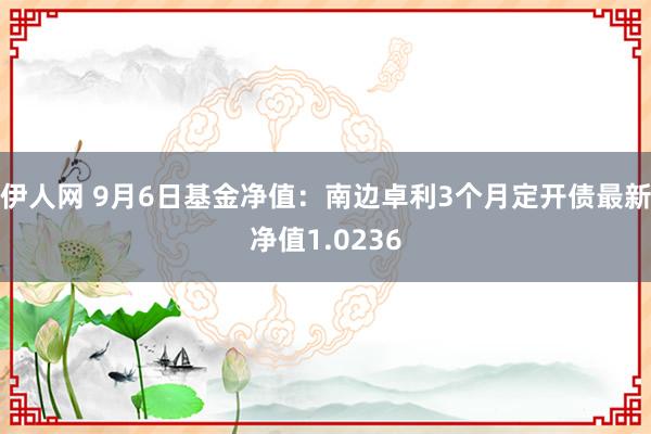 伊人网 9月6日基金净值：南边卓利3个月定开债最新净值1.0236