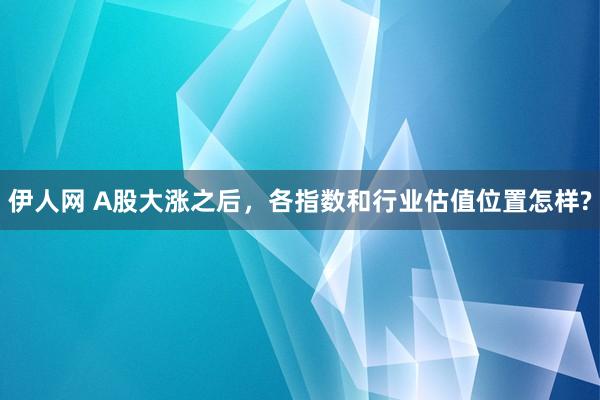 伊人网 A股大涨之后，各指数和行业估值位置怎样?