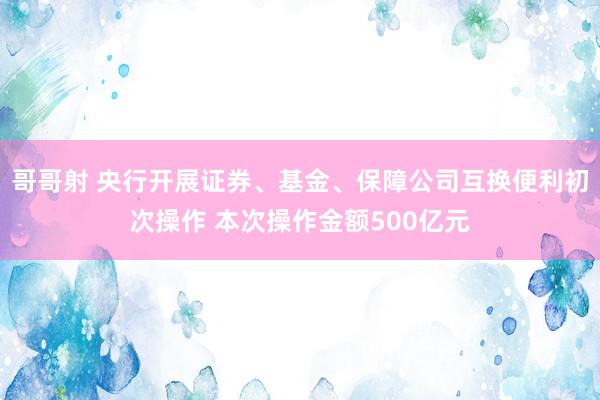 哥哥射 央行开展证券、基金、保障公司互换便利初次操作 本次操作金额500亿元