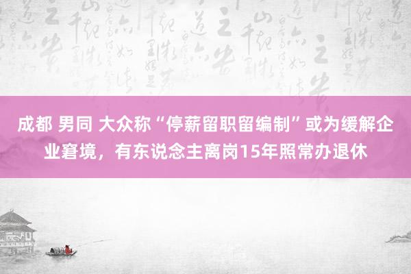 成都 男同 大众称“停薪留职留编制”或为缓解企业窘境，有东说念主离岗15年照常办退休