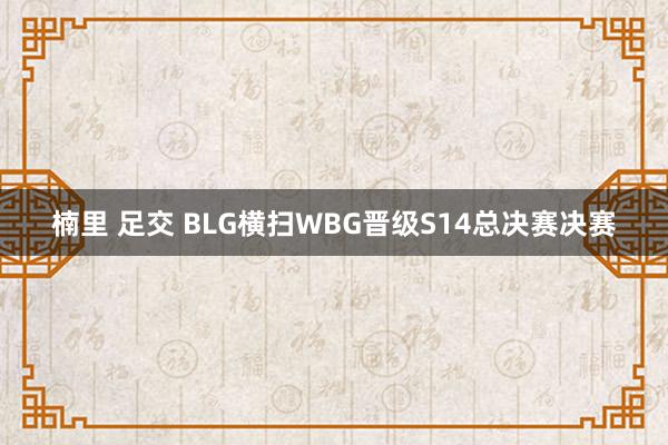 楠里 足交 BLG横扫WBG晋级S14总决赛决赛