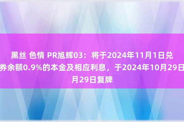 黑丝 色情 PR旭辉03：将于2024年11月1日兑付债券余额0.9%的本金及相应利息，于2024年10月29日复牌