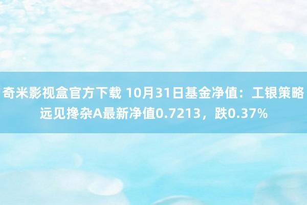 奇米影视盒官方下载 10月31日基金净值：工银策略远见搀杂A最新净值0.7213，跌0.37%