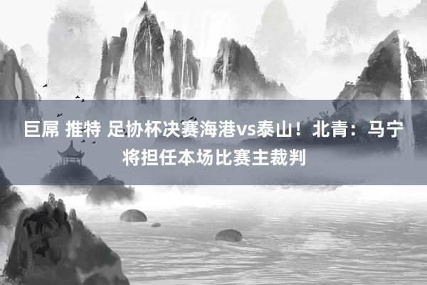 巨屌 推特 足协杯决赛海港vs泰山！北青：马宁将担任本场比赛主裁判