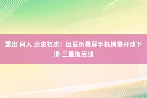 露出 同人 历史初次！巨匠折叠屏手机销量开动下滑 三星拖后腿