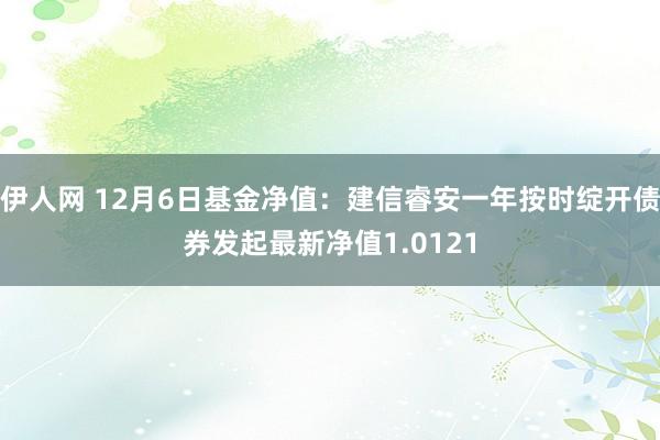 伊人网 12月6日基金净值：建信睿安一年按时绽开债券发起最新净值1.0121