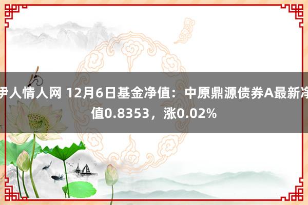 伊人情人网 12月6日基金净值：中原鼎源债券A最新净值0.8353，涨0.02%