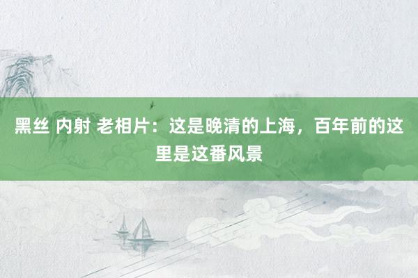 黑丝 内射 老相片：这是晚清的上海，百年前的这里是这番风景