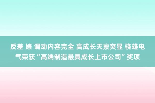 反差 婊 调动内容完全 高成长天禀突显 骁雄电气荣获“高端制造最具成长上市公司”奖项