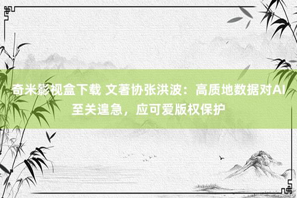 奇米影视盒下载 文著协张洪波：高质地数据对AI至关遑急，应可爱版权保护