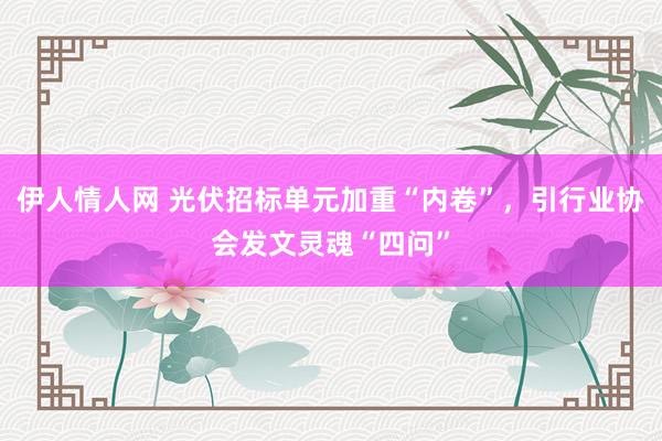 伊人情人网 光伏招标单元加重“内卷”，引行业协会发文灵魂“四问”