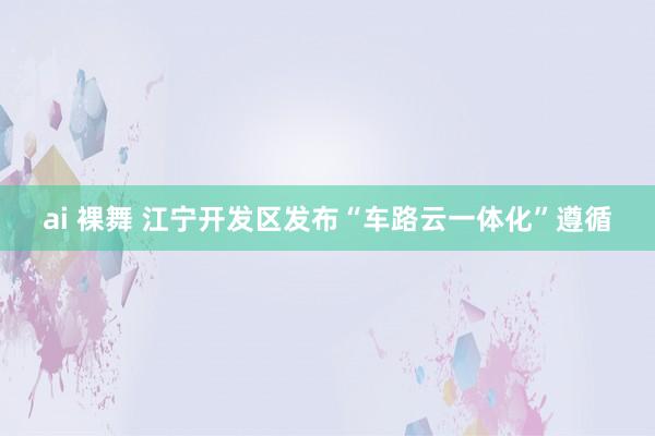 ai 裸舞 江宁开发区发布“车路云一体化”遵循