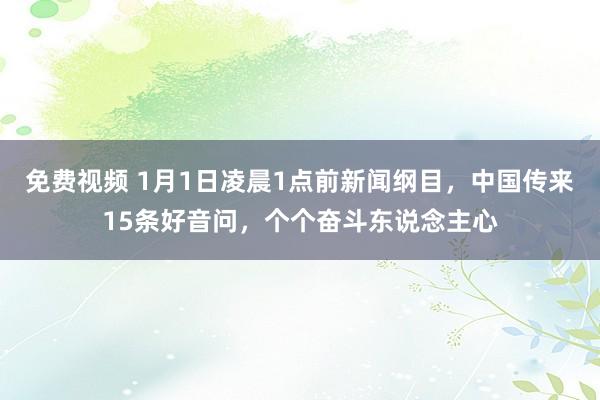 免费视频 1月1日凌晨1点前新闻纲目，中国传来15条好音问，个个奋斗东说念主心