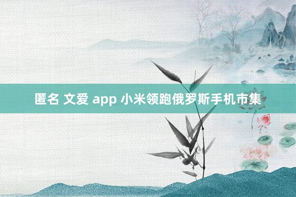 匿名 文爱 app 小米领跑俄罗斯手机市集