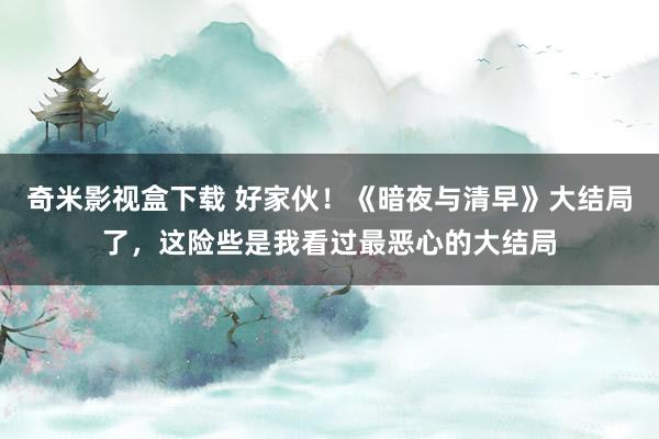 奇米影视盒下载 好家伙！《暗夜与清早》大结局了，这险些是我看过最恶心的大结局