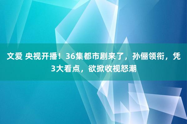 文爱 央视开播！36集都市剧来了，孙俪领衔，凭3大看点，欲掀收视怒潮