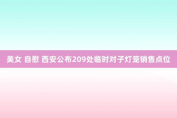 美女 自慰 西安公布209处临时对子灯笼销售点位