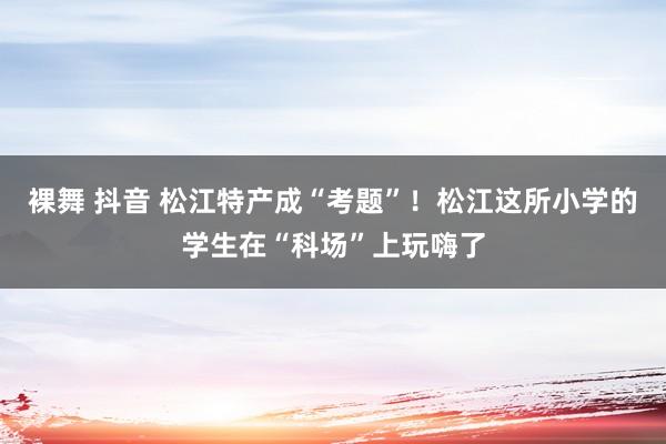 裸舞 抖音 松江特产成“考题”！松江这所小学的学生在“科场”上玩嗨了