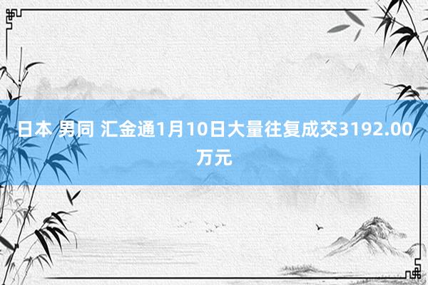 日本 男同 汇金通1月10日大量往复成交3192.00万元