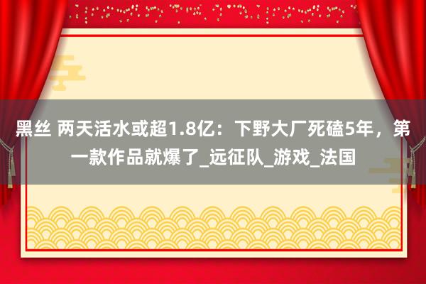 黑丝 两天活水或超1.8亿：下野大厂死磕5年，第一款作品就爆了_远征队_游戏_法国